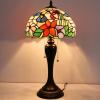 imageWERFACTORY Tiffany Lamp Stained Glass Table Lamp Hummingbird Style Bedside Desk Reading Light 12X12X22 Inches Decor Bedroom Living Room Home Office S101 Series