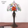 imageWERFACTORY Tiffany Lamp Stained Glass Table Lamp Hummingbird Style Bedside Desk Reading Light 12X12X22 Inches Decor Bedroom Living Room Home Office S101 Series