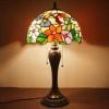 imageWERFACTORY Tiffany Lamp Stained Glass Table Lamp Hummingbird Style Bedside Desk Reading Light 12X12X22 Inches Decor Bedroom Living Room Home Office S101 Series