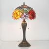 imageWERFACTORY Tiffany Lamp Stained Glass Table Lamp Red Rose Flower Bedside Desk Reading Light 12X12X22 Inches Decor Bedroom Living Room Home Office S001 Series