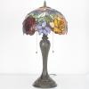 imageWERFACTORY Tiffany Lamp Stained Glass Table Lamp Red Rose Flower Bedside Desk Reading Light 12X12X22 Inches Decor Bedroom Living Room Home Office S001 Series