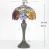 imageWERFACTORY Tiffany Lamp Stained Glass Table Lamp Red Rose Flower Bedside Desk Reading Light 12X12X22 Inches Decor Bedroom Living Room Home Office S001 Series
