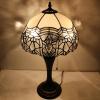 imageWERFACTORY Tiffany Lamp White Bent Stained Glass Crystal Table Lamp Bedside Desk Reading Light 12X12X22 Inches Decor Bedroom Living Room Home Office S508W Series