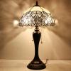 imageWERFACTORY Tiffany Lamp White Bent Stained Glass Crystal Table Lamp Bedside Desk Reading Light 12X12X22 Inches Decor Bedroom Living Room Home Office S508W Series