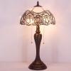 imageWERFACTORY Tiffany Lamp White Bent Stained Glass Crystal Table Lamp Bedside Desk Reading Light 12X12X22 Inches Decor Bedroom Living Room Home Office S508W Series
