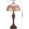 imageWERFACTORY Tiffany Lamp White Bent Stained Glass Crystal Table Lamp Bedside Desk Reading Light 12X12X22 Inches Decor Bedroom Living Room Home Office S508W Series
