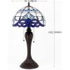 imageWERFACTORY Tiffany Lamp White Navy Blue Baroque Stained Glass Bedside Table Lamp Desk Reading Light 12X12X22 Inches Decor Bedroom Living Room Home Office S003B Series