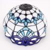 imageWERFACTORY Tiffany Lamp White Navy Blue Baroque Stained Glass Bedside Table Lamp Desk Reading Light 12X12X22 Inches Decor Bedroom Living Room Home Office S003B Series