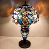 imageWERFACTORY Tiffany Style Lamp Blue Purple Cloud Stained Glass Table Lamp 12X12X22 Inches MotherDaughter Vase Desk Reading Light Decor Bedroom Living Room Home Office S558 Series