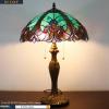 imageWERFACTORY Tiffany Style Lamp Green Liaison Stained Glass Bedside Table Lamp 16X16X24 Inches Desk Light Metal Base Decor Bedroom Living Room Home Office S160G Series Teal Purple