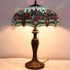 imageWERFACTORY Tiffany Style Table Lamp Blue Stained Glass Dragonfly Bedside Desk Reading Light Metal Base 16X16X24 Inches Decor Bedroom Living Room Home Office S004 Series