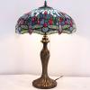 imageWERFACTORY Tiffany Style Table Lamp Blue Stained Glass Dragonfly Bedside Desk Reading Light Metal Base 16X16X24 Inches Decor Bedroom Living Room Home Office S004 Series