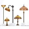 imageWERFACTORY Tiffany Style Table Lamp Colorful Stained Glass Serenity Victorian Bedside Lamp16X16X24 Inches Desk Light Metal Base Decor Bedroom Living Room Home Office S021 Series