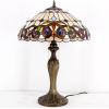 imageWERFACTORY Tiffany Style Table Lamp Colorful Stained Glass Serenity Victorian Bedside Lamp16X16X24 Inches Desk Light Metal Base Decor Bedroom Living Room Home Office S021 Series