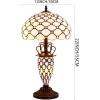 imageWERFACTORY Tiffany Style Table Lamp Cream Stained Glass Crystal Bead Lamp 12X12X22 Inches MotherDaughter Vase Desk Reading Light Decor Bedroom Living Room Home Office S005 Series