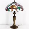 imageWERFACTORY Tiffany Style Table Lamp Double Birds Colorful Stained Glass Bedside Lamp 16X16X24 Inches Desk Light Metal Base Decor Bedroom Living Room Home Office S803 Series