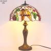 imageWERFACTORY Tiffany Style Table Lamp Double Birds Colorful Stained Glass Bedside Lamp 16X16X24 Inches Desk Light Metal Base Decor Bedroom Living Room Home Office S803 Series
