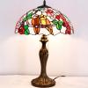 imageWERFACTORY Tiffany Style Table Lamp Double Birds Colorful Stained Glass Bedside Lamp 16X16X24 Inches Desk Light Metal Base Decor Bedroom Living Room Home Office S803 Series
