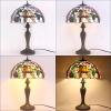 imageWERFACTORY Tiffany Style Table Lamp Double Birds Colorful Stained Glass Bedside Lamp 16X16X24 Inches Desk Light Metal Base Decor Bedroom Living Room Home Office S803 Series