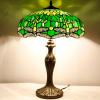 imageWERFACTORY Tiffany Style Table Lamp Green Stained Glass Dragonfly Bedside Lamp 16X16X24 Inch Desk Reading Light Metal Base Decor Bedroom Living Room Home Office S459 Series