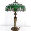 imageWERFACTORY Tiffany Style Table Lamp Green Stained Glass Dragonfly Bedside Lamp 16X16X24 Inch Desk Reading Light Metal Base Decor Bedroom Living Room Home Office S459 Series