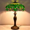 imageWERFACTORY Tiffany Style Table Lamp Green Stained Glass Dragonfly Bedside Lamp 16X16X24 Inch Desk Reading Light Metal Base Decor Bedroom Living Room Home Office S459 Series