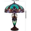 imageWERFACTORY Tiffany Style Table Lamp Green Stained Glass Liaison MotherDaughter Vase Lamp 16X16X24 Inches Desk Reading Light Decor Bedroom Living Room Home Office S160G Series