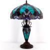 imageWERFACTORY Tiffany Style Table Lamp Green Stained Glass Liaison MotherDaughter Vase Lamp 16X16X24 Inches Desk Reading Light Decor Bedroom Living Room Home Office S160G Series