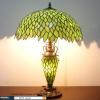 imageWERFACTORY Tiffany Style Table Lamp Green Stained Glass Wisteria MotherDaughter Vase Lamp 16X16X24 Inches Desk Reading Light Decor Bedroom Living Room Home Office S523 Series