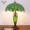 imageWERFACTORY Tiffany Style Table Lamp Green Stained Glass Wisteria MotherDaughter Vase Lamp 16X16X24 Inches Desk Reading Light Decor Bedroom Living Room Home Office S523 Series