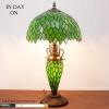 imageWERFACTORY Tiffany Style Table Lamp Green Wisteria Stained Glass Lamp 12X12X22 Inches MotherDaughter Vase Desk Reading Light Decor Bedroom Living Room Home Office S523 Series