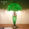 imageWERFACTORY Tiffany Style Table Lamp Green Wisteria Stained Glass Lamp 12X12X22 Inches MotherDaughter Vase Desk Reading Light Decor Bedroom Living Room Home Office S523 Series