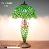 imageWERFACTORY Tiffany Style Table Lamp Green Wisteria Stained Glass Lamp 12X12X22 Inches MotherDaughter Vase Desk Reading Light Decor Bedroom Living Room Home Office S523 Series