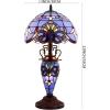 imageWERFACTORY Tiffany Style Table Lamp Lavender Blue Purple Baroque Stained Glass 12X12X22 Inches MotherDaughter Vase Desk Light Decor Bedroom Living Room Home Office S003C Series