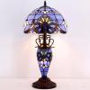 imageWERFACTORY Tiffany Style Table Lamp Lavender Blue Purple Baroque Stained Glass 12X12X22 Inches MotherDaughter Vase Desk Light Decor Bedroom Living Room Home Office S003C Series