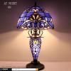 imageWERFACTORY Tiffany Style Table Lamp Lavender Blue Purple Baroque Stained Glass 12X12X22 Inches MotherDaughter Vase Desk Light Decor Bedroom Living Room Home Office S003C Series