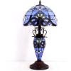 imageWERFACTORY Tiffany Style Table Lamp Lavender Blue Purple Baroque Stained Glass 12X12X22 Inches MotherDaughter Vase Desk Light Decor Bedroom Living Room Home Office S003C Series