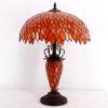 imageWERFACTORY Tiffany Style Table Lamp Red Stained Glass Wisteria MatherDaughter Vase Lamp 16X16X24 Inch Antique Desk Reading Light Decor Bedroom Living Room Home Office S523R Series