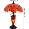 imageWERFACTORY Tiffany Style Table Lamp Red Stained Glass Wisteria MatherDaughter Vase Lamp 16X16X24 Inch Antique Desk Reading Light Decor Bedroom Living Room Home Office S523R Series