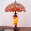imageWERFACTORY Tiffany Style Table Lamp Red Stained Glass Wisteria MatherDaughter Vase Lamp 16X16X24 Inch Antique Desk Reading Light Decor Bedroom Living Room Home Office S523R Series