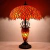 imageWERFACTORY Tiffany Style Table Lamp Red Stained Glass Wisteria MatherDaughter Vase Lamp 16X16X24 Inch Antique Desk Reading Light Decor Bedroom Living Room Home Office S523R Series