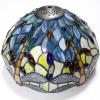 imageWERFACTORY Tiffany Style Table Lamp Sea Blue Yellow Stained Glass Dragonfly Lamp 12X12X22 Inches MotherDaughter Vase Desk Light Decor Bedroom Living Room Home Office S128 Series
