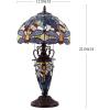 imageWERFACTORY Tiffany Style Table Lamp Sea Blue Yellow Stained Glass Dragonfly Lamp 12X12X22 Inches MotherDaughter Vase Desk Light Decor Bedroom Living Room Home Office S128 Series