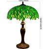 imageWERFACTORY Tiffany Style Table Lamp Stained Glass Bedside Lamp Green Wisteria Desk Reading Light Metal Base 16X16X24 Inches Decor Bedroom Living Room Home Office S523 Series