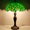 imageWERFACTORY Tiffany Style Table Lamp Stained Glass Bedside Lamp Green Wisteria Desk Reading Light Metal Base 16X16X24 Inches Decor Bedroom Living Room Home Office S523 Series