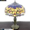 imageWERFACTORY Tiffany Style Table Lamp Stained Glass Bedside Lamp Orange Blue Dragonfly 16X16X24 Inches Desk Reading Light Metal Base Decor Bedroom Living Room Home Office S168 Series