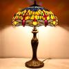 imageWERFACTORY Tiffany Style Table Lamp Stained Glass Bedside Lamp Orange Blue Dragonfly 16X16X24 Inches Desk Reading Light Metal Base Decor Bedroom Living Room Home Office S168 Series