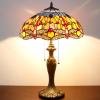 imageWERFACTORY Tiffany Style Table Lamp Stained Glass Bedside Lamp Orange Blue Dragonfly 16X16X24 Inches Desk Reading Light Metal Base Decor Bedroom Living Room Home Office S168 Series