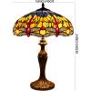 imageWERFACTORY Tiffany Style Table Lamp Stained Glass Bedside Lamp Orange Blue Dragonfly 16X16X24 Inches Desk Reading Light Metal Base Decor Bedroom Living Room Home Office S168 Series