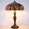 imageWERFACTORY Tiffany Table Lamp Blue Orange Stained Glass Dragonfly Style Bedside Lamp 16X16X24 Inches Desk Reading Light Metal Base Decor Bedroom Living Room Home Office S688 Series